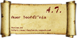 Auer Teofánia névjegykártya
